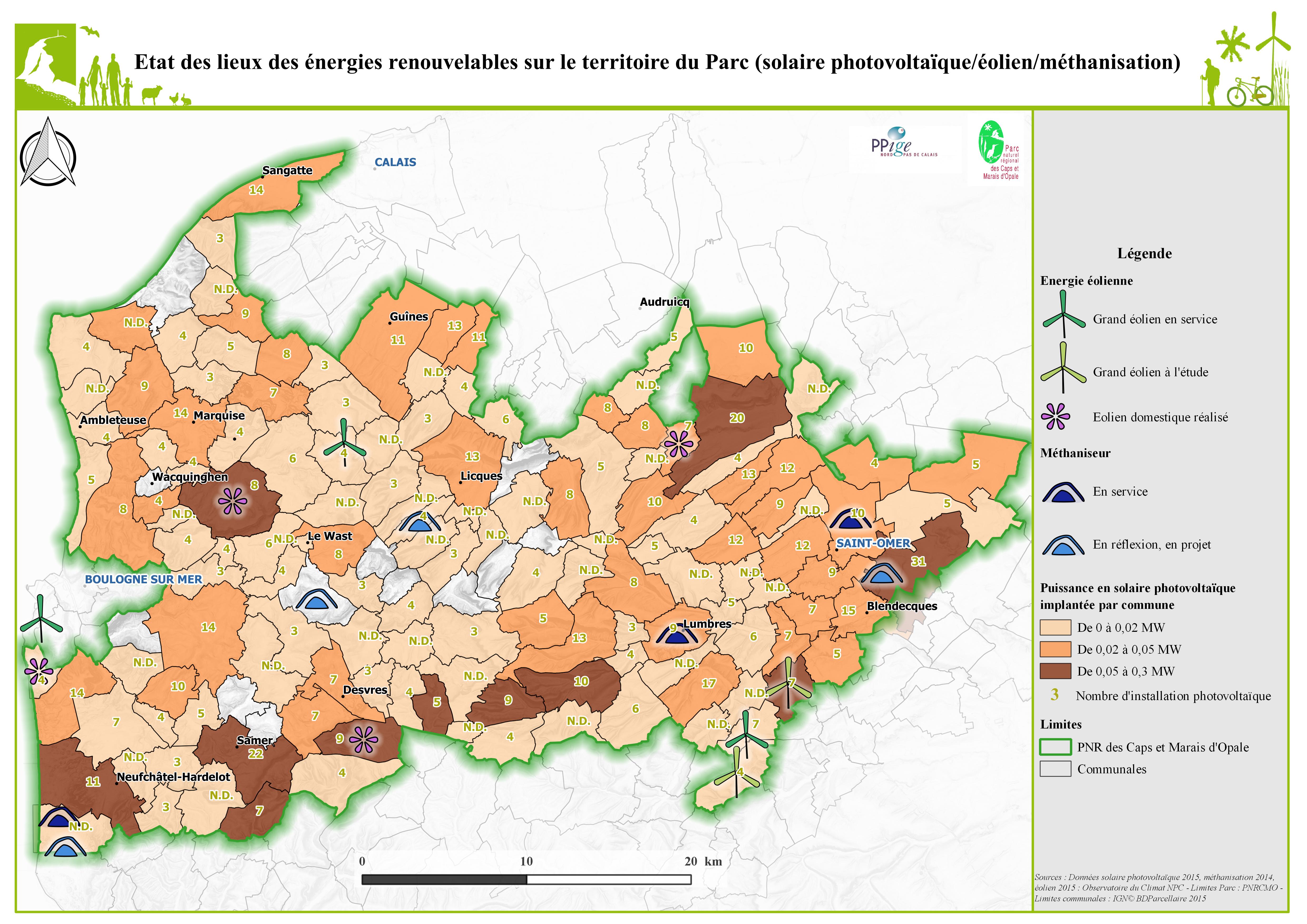 Carte des énergies renouvelables au 1er janvier 2017