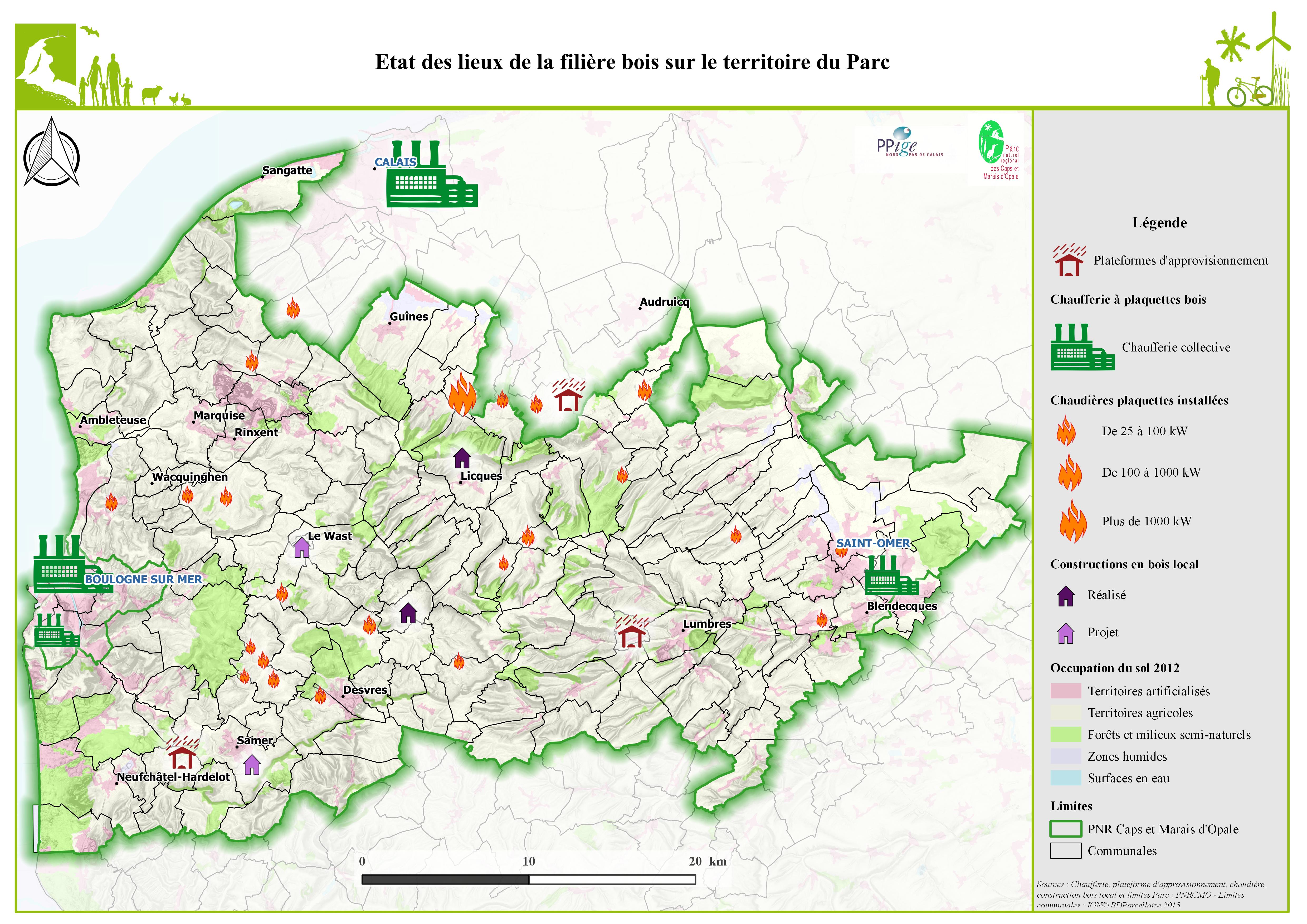 Carte de la filière bois au 1er janvier 2017