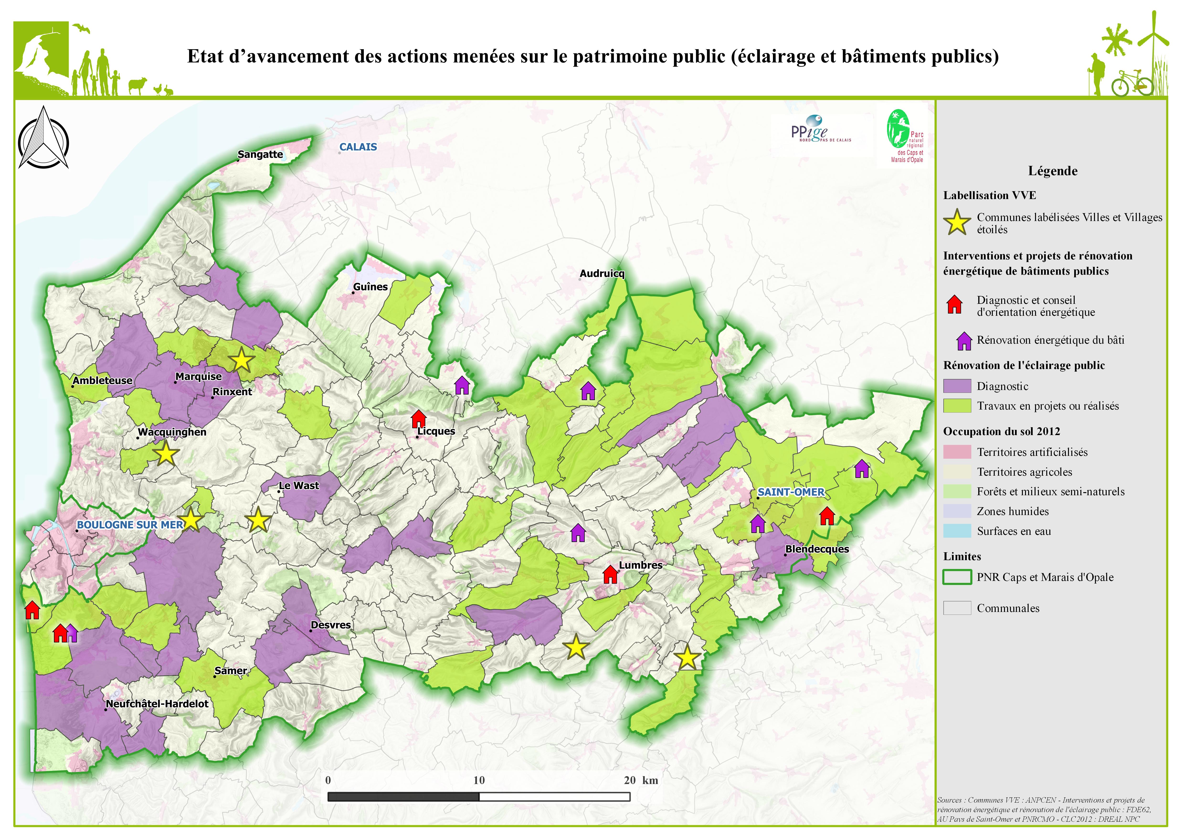 Carte des actions menées sur le patrimoine public janvier 2017