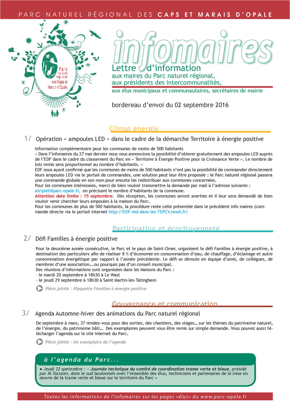 Infomaires du 2 septembre 2016