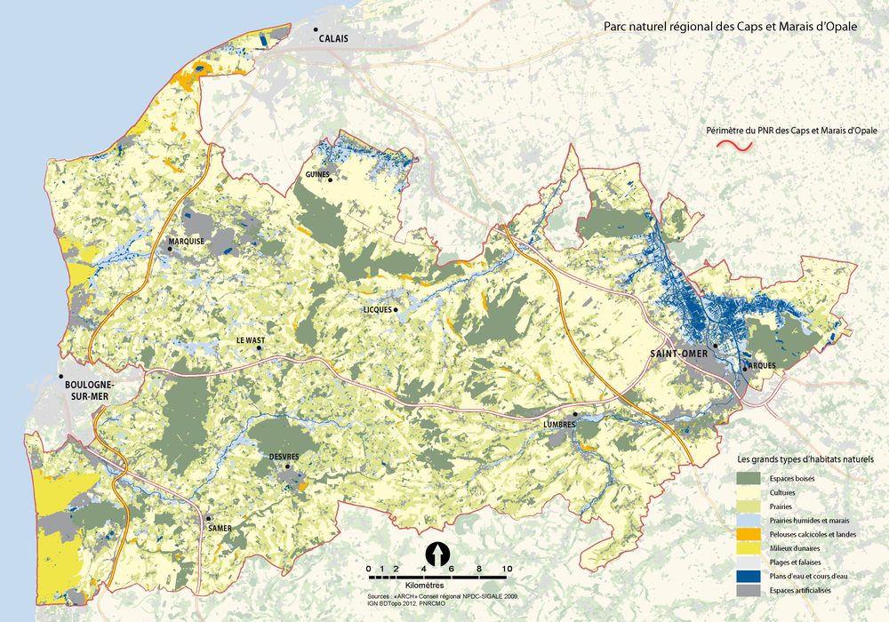 carte des milieux naturels du Parc